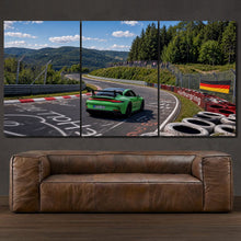 Load image into Gallery viewer, Nurburgring Nordschleife Porsche 911 GT3 RS 3-piece framed canvas print – premium motorsport wall art