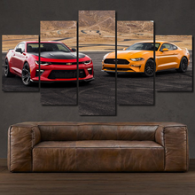 Load image into Gallery viewer, Chevrolet Camaro Ford Mustang 5-piece framed canvas print – wall art gift for sports car enthusiasts