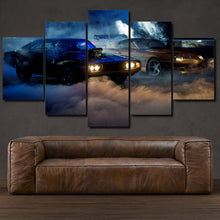Load image into Gallery viewer, Dodge Charger &amp; Toyota Supra 5-piece framed canvas print – wall art gift for sports car enthusiasts